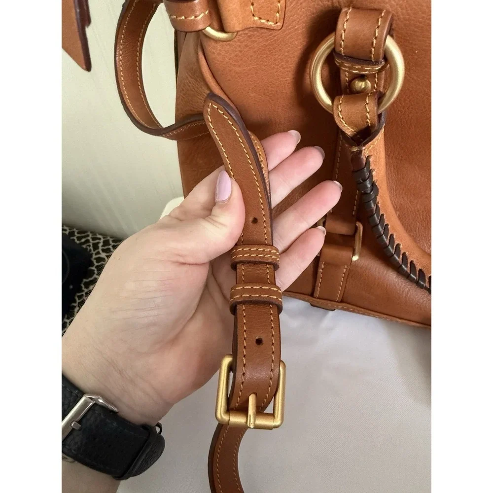 Dooney & Bourke Natural Brown Florentine Large Satchel Crossbody Bag Purse NWT